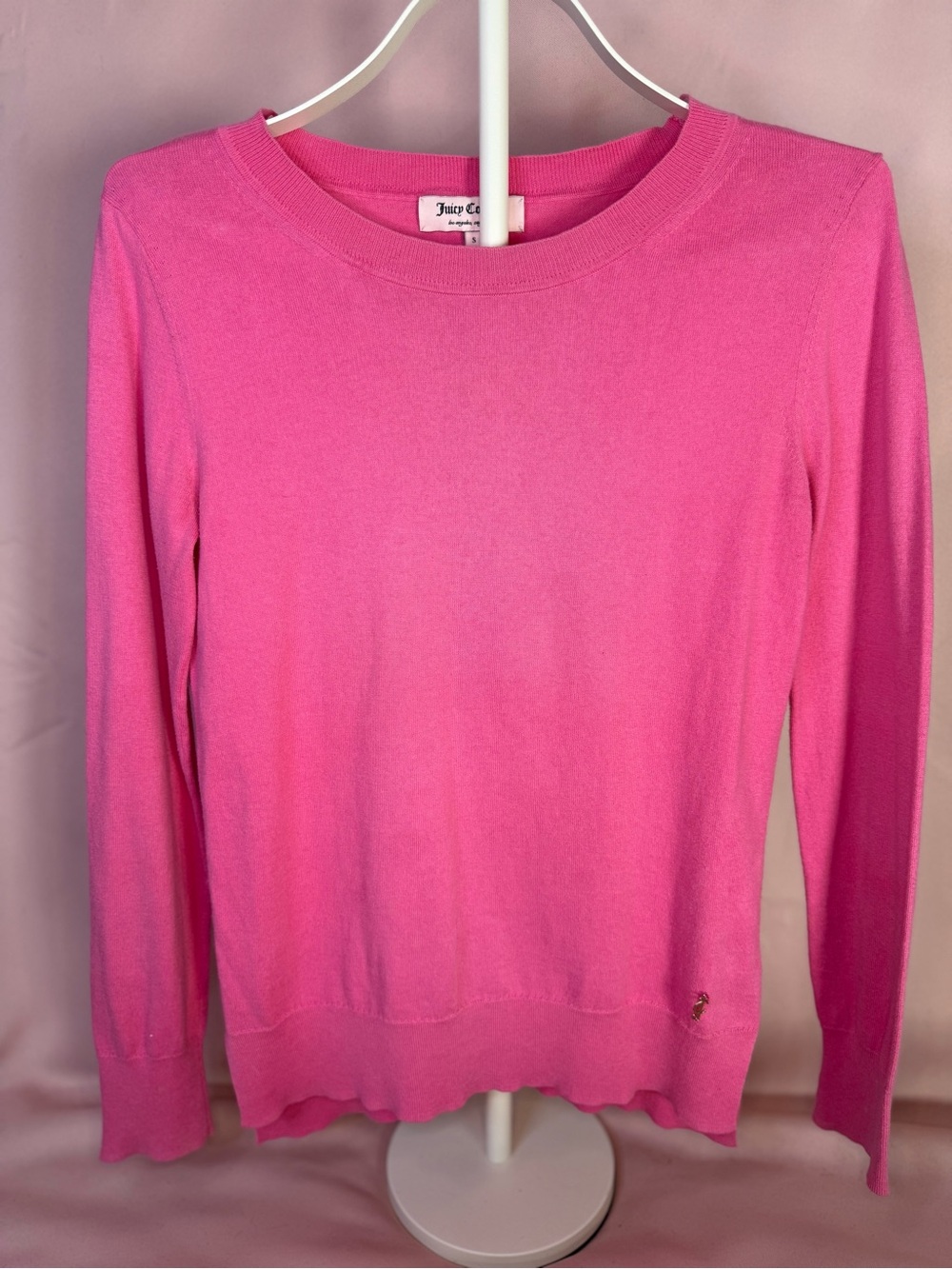 Juicy Couture - Hot Pink Knit Cotton/Cashmere Blend Crew Neck Sweater - Size S